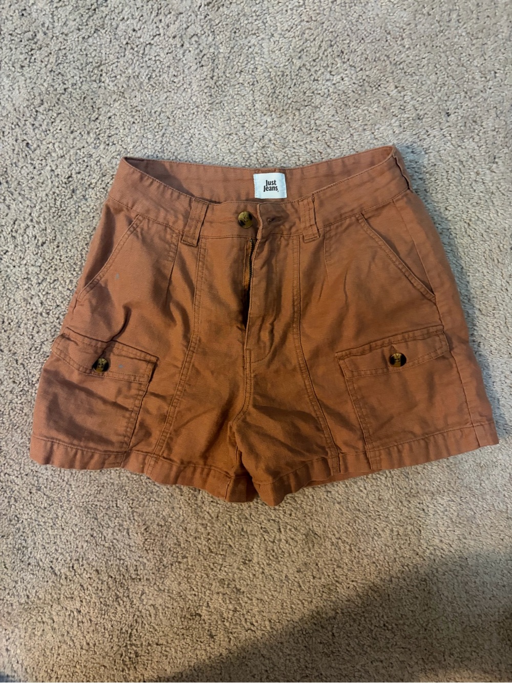 Just Jeans Women's Rust Cargo Shorts with Button-Flap Pockets